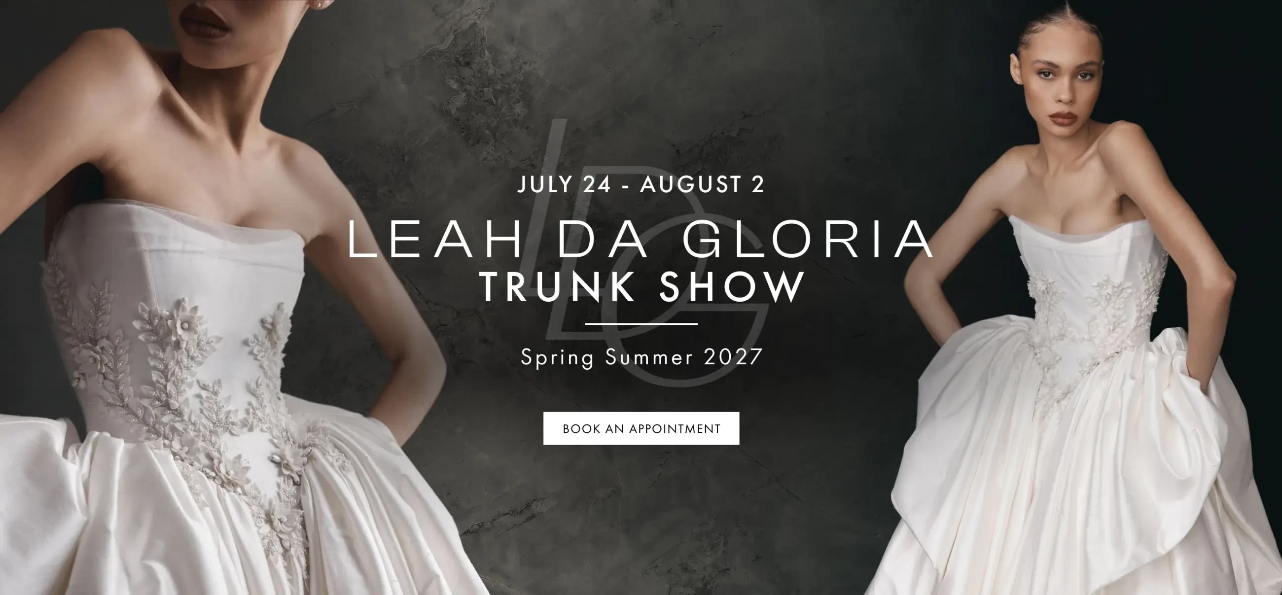 Leah Da Gloria trunk show banner