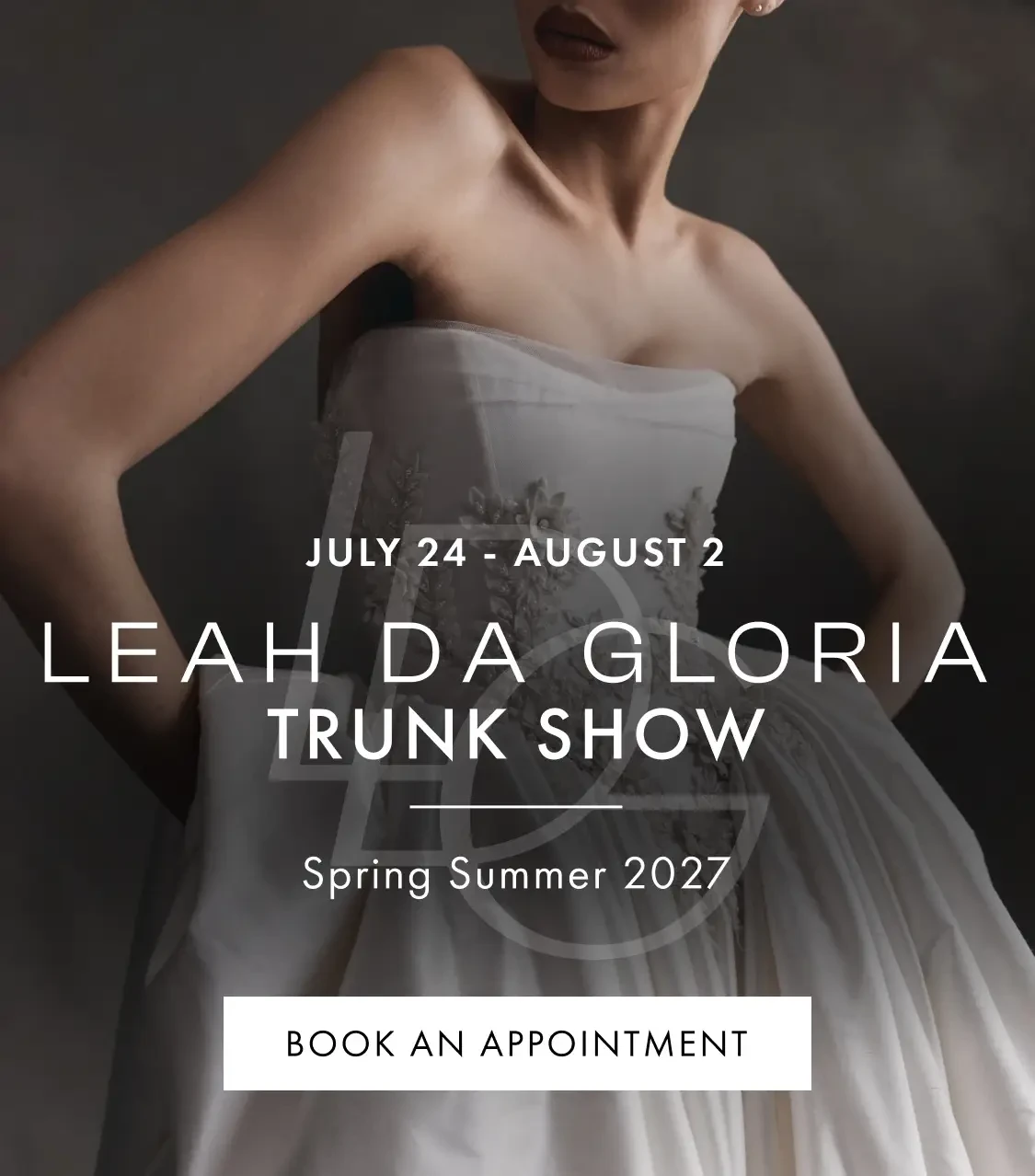 Leah Da Gloria trunk show banner
